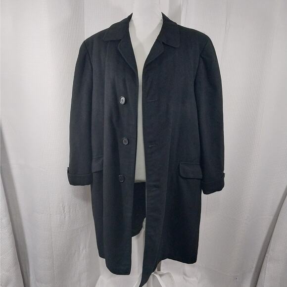 VINTAGE GIMBELS! 100% CASHMERE! BLACK CLASSIC WOMENS OVERCOAT, JACKET! SZ 14 - Picture 3 of 13